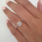 1.0 CT Emerald Cut Solitaire Dainty Moissanite Engagement Ring