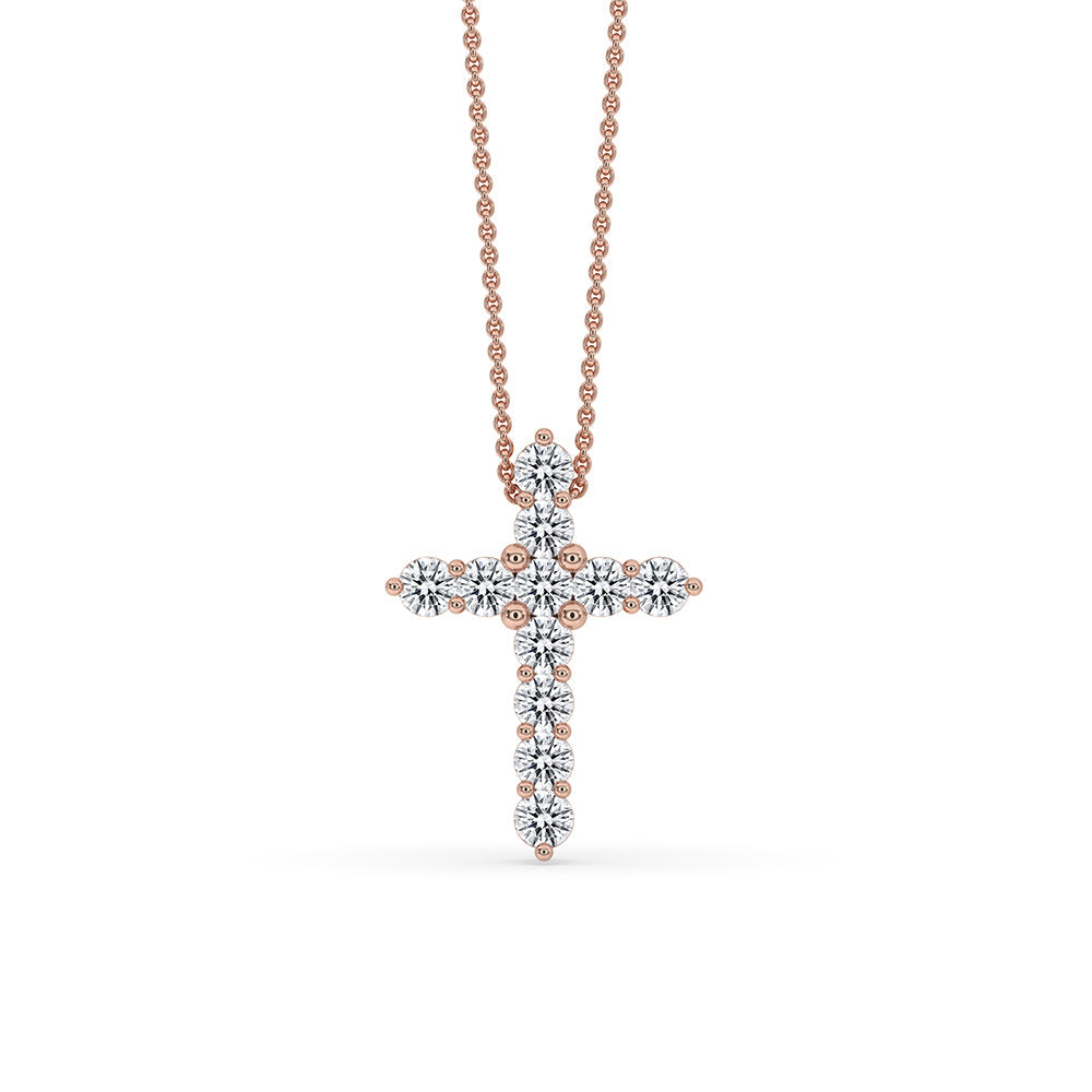 Round Cut Classic Cross Pendant in Prong Setting Main image