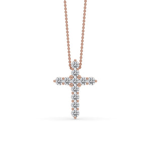 Round Cut Classic Cross Pendant in Prong Setting