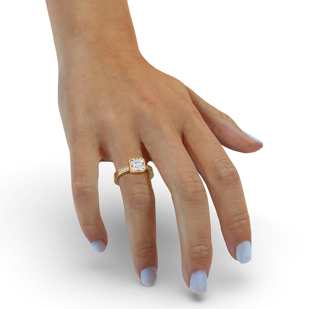 Radiant Cut Engagement Ring with Bezel Setting