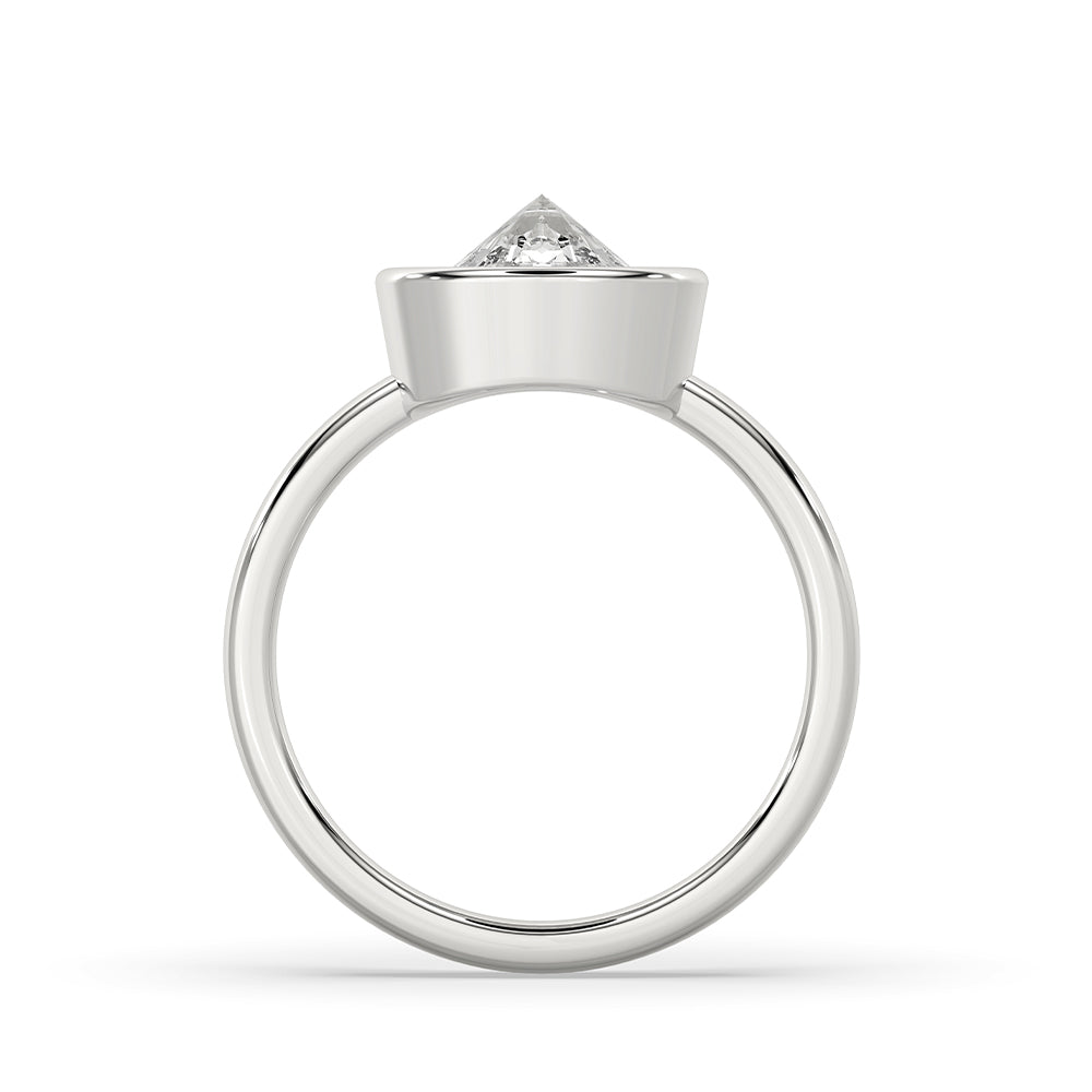 Round Rose Cut Diamond Ring In Bezel Setting