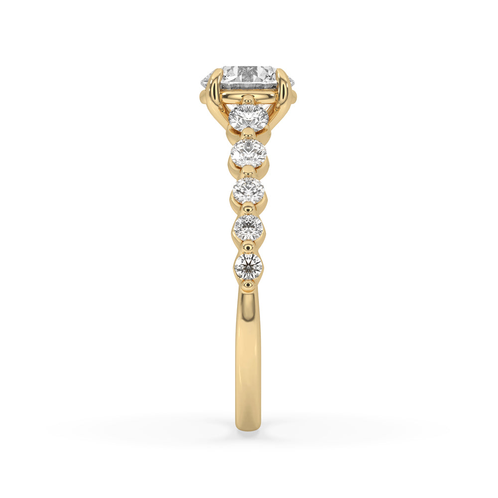 Round Brilliant Cut Diamond Ring with Side Stone