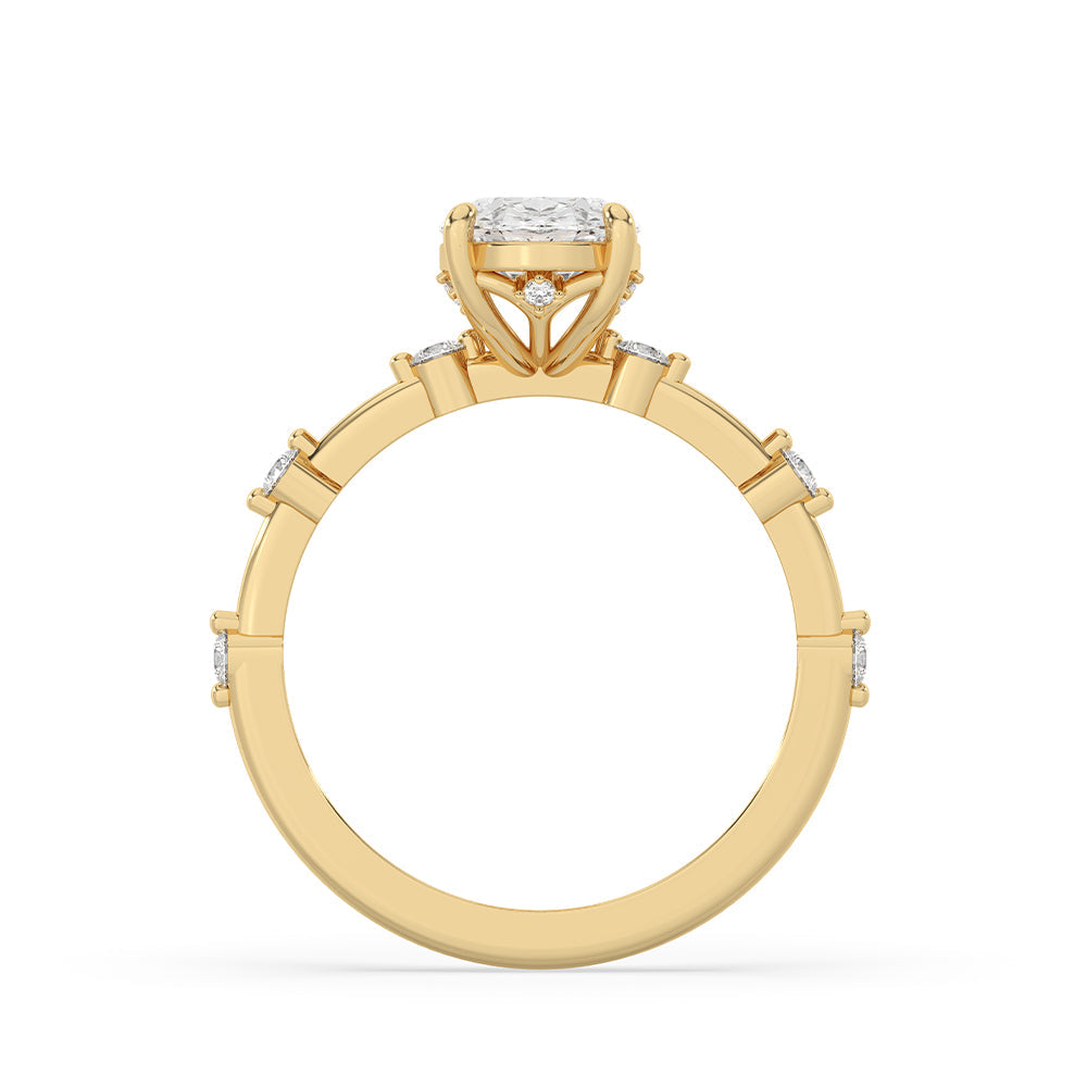 Oval Diamond Engagement Ring in Distance Pave Style