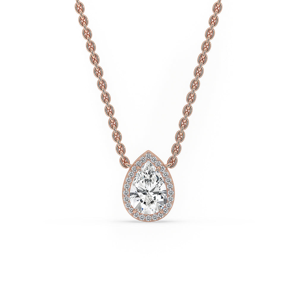 Pear Shaped Diamond Pendant - Halo Design Main image