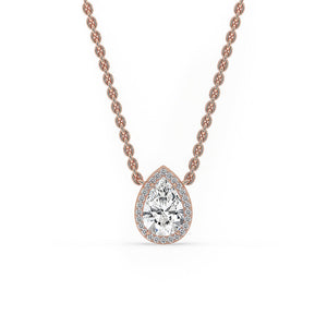 Pear Shaped Diamond Pendant - Halo Design