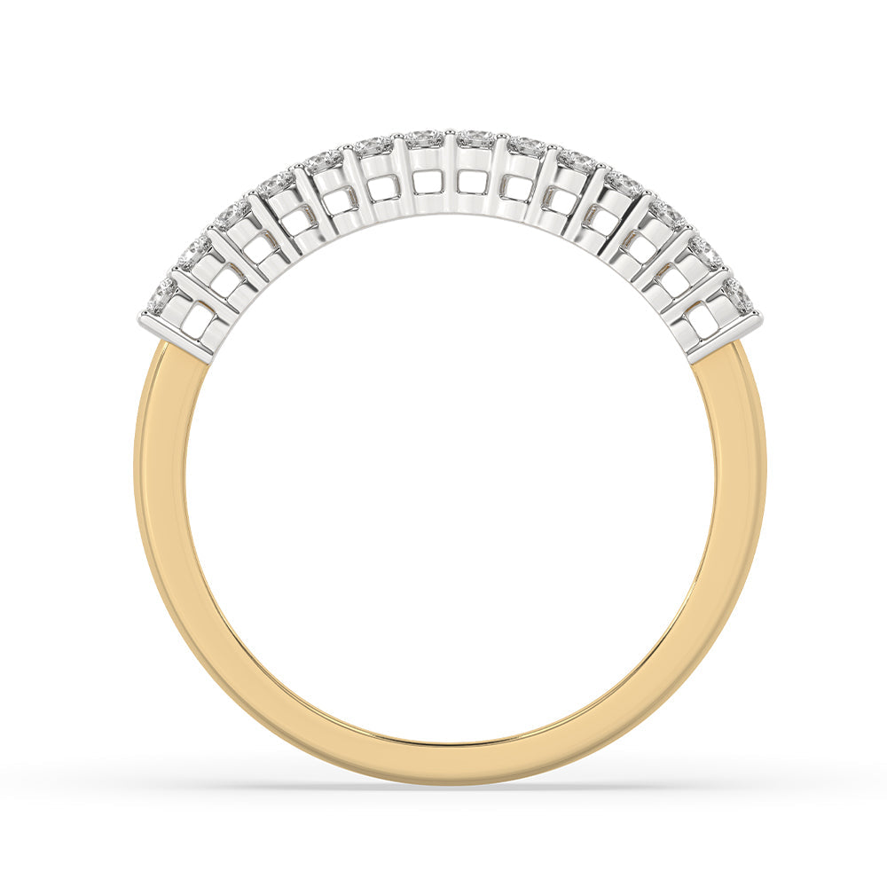 Round Diamond Double Row Wedding Band