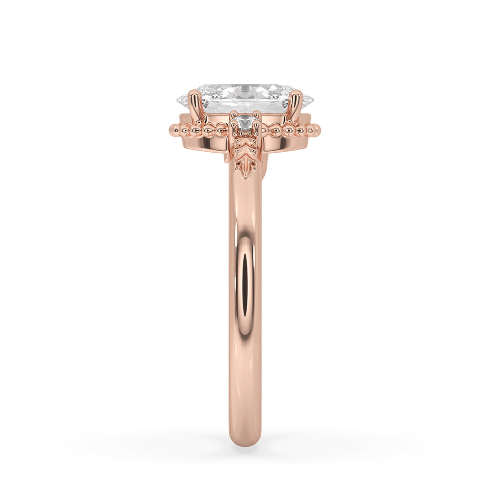 Oval Cut Diamond Ring In Milgrain Setting