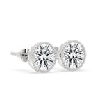 White Gold Stud Earrings With Round Diamond