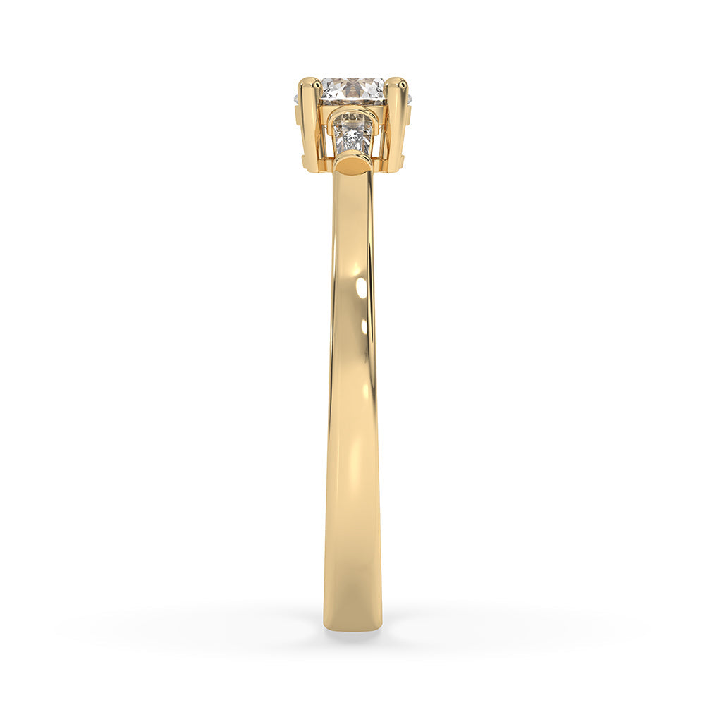 3 Stone Diamond Engagement Ring In Yellow Gold
