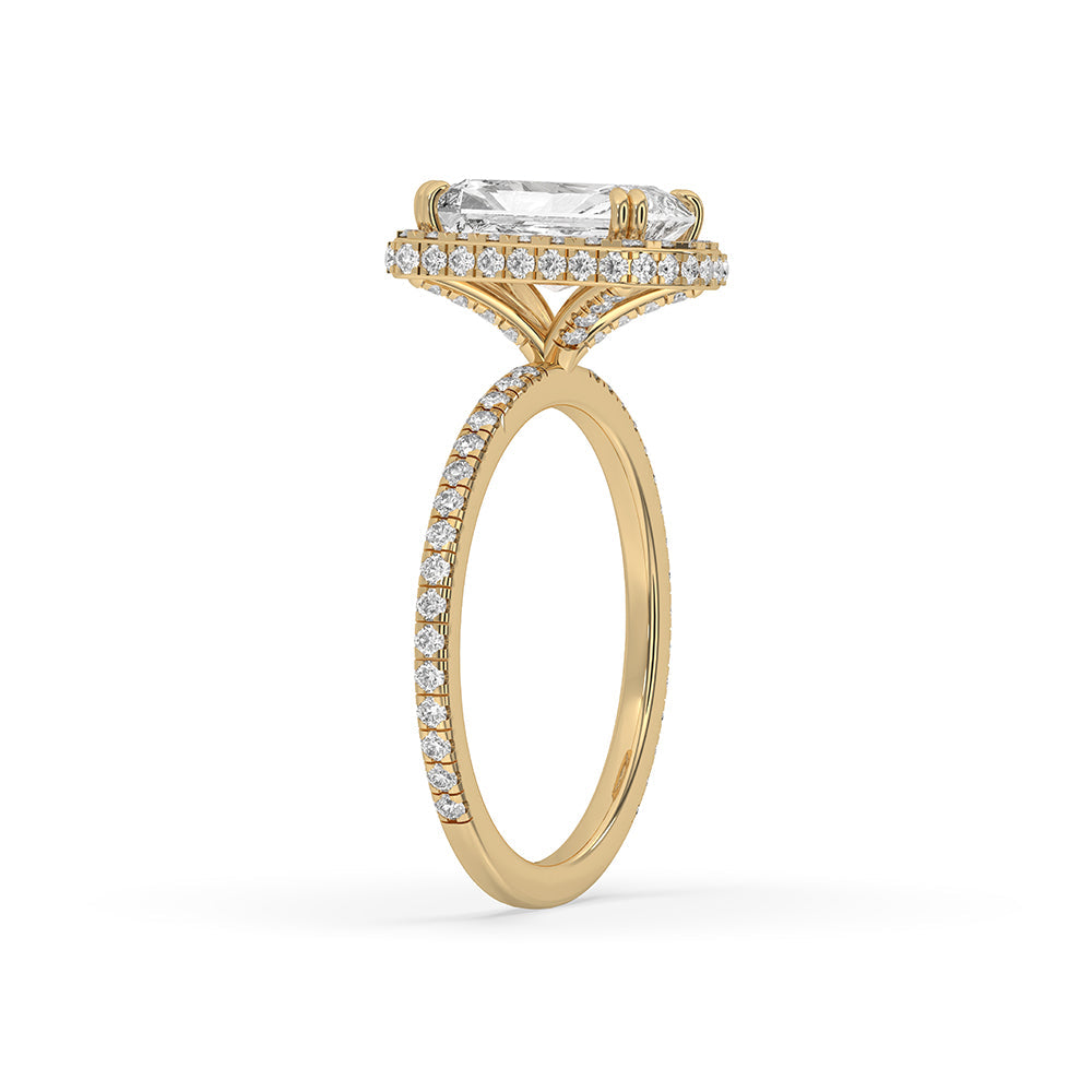 Cushion Cut Diamond Engagement Ring With Side Halo Setting