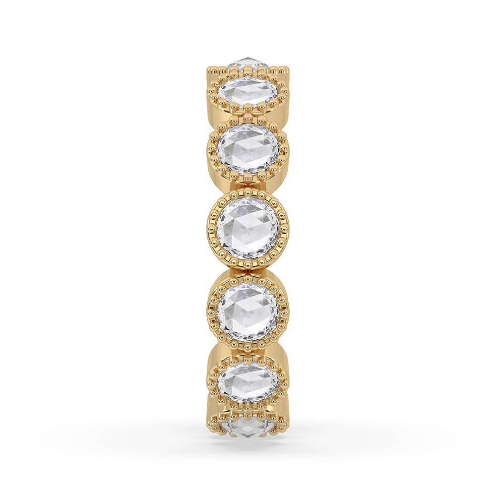 Round Rose Cut Bezel Set Eternity Band