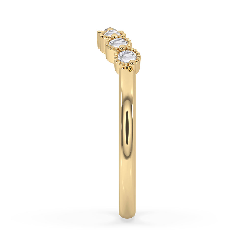 Round Rose Cut Curved Wedding Band Image secondaire du produit