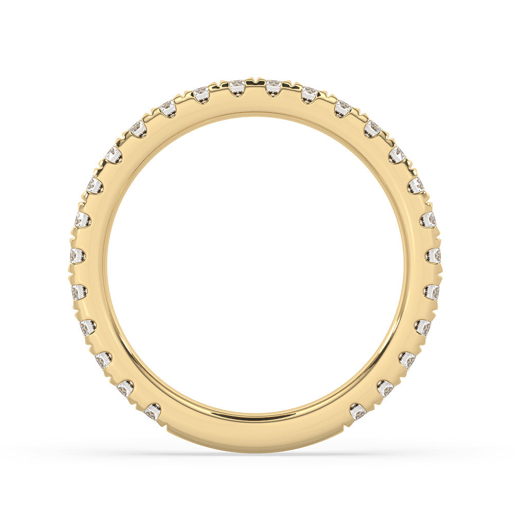 Round Diamond Gold Band In Half Eternity Style