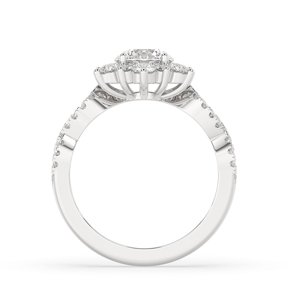 Halo Cluster Ring With Round Diamond