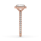 Radiant Cut Pave Set Diamond Ring With Halo Setting