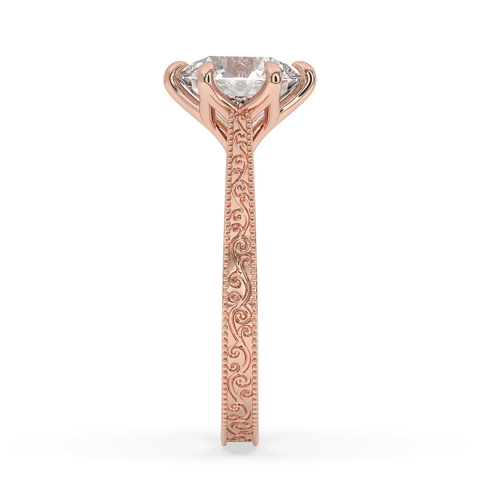Filigree Engagement Ring with Round Diamond
