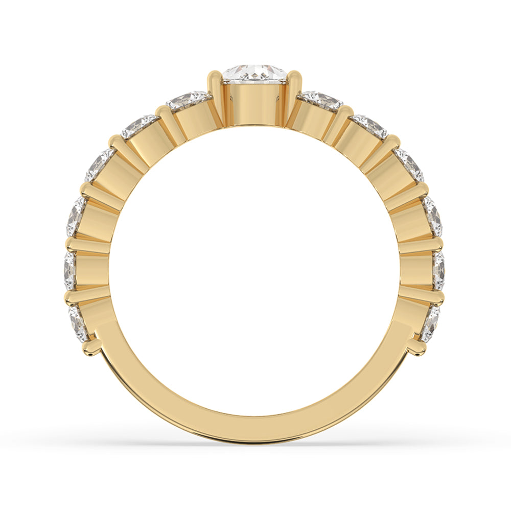 Curved Diamond Wedding Band - Round Diamonds