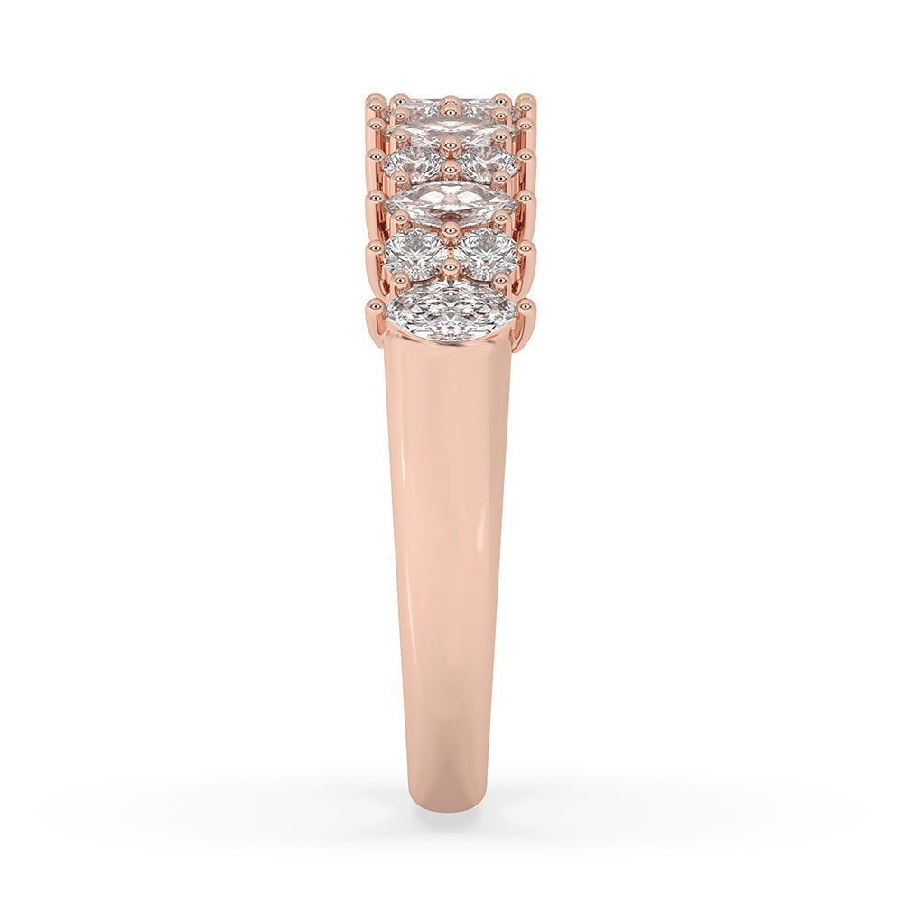 Shared Prong Wedding Band In Rose Gold