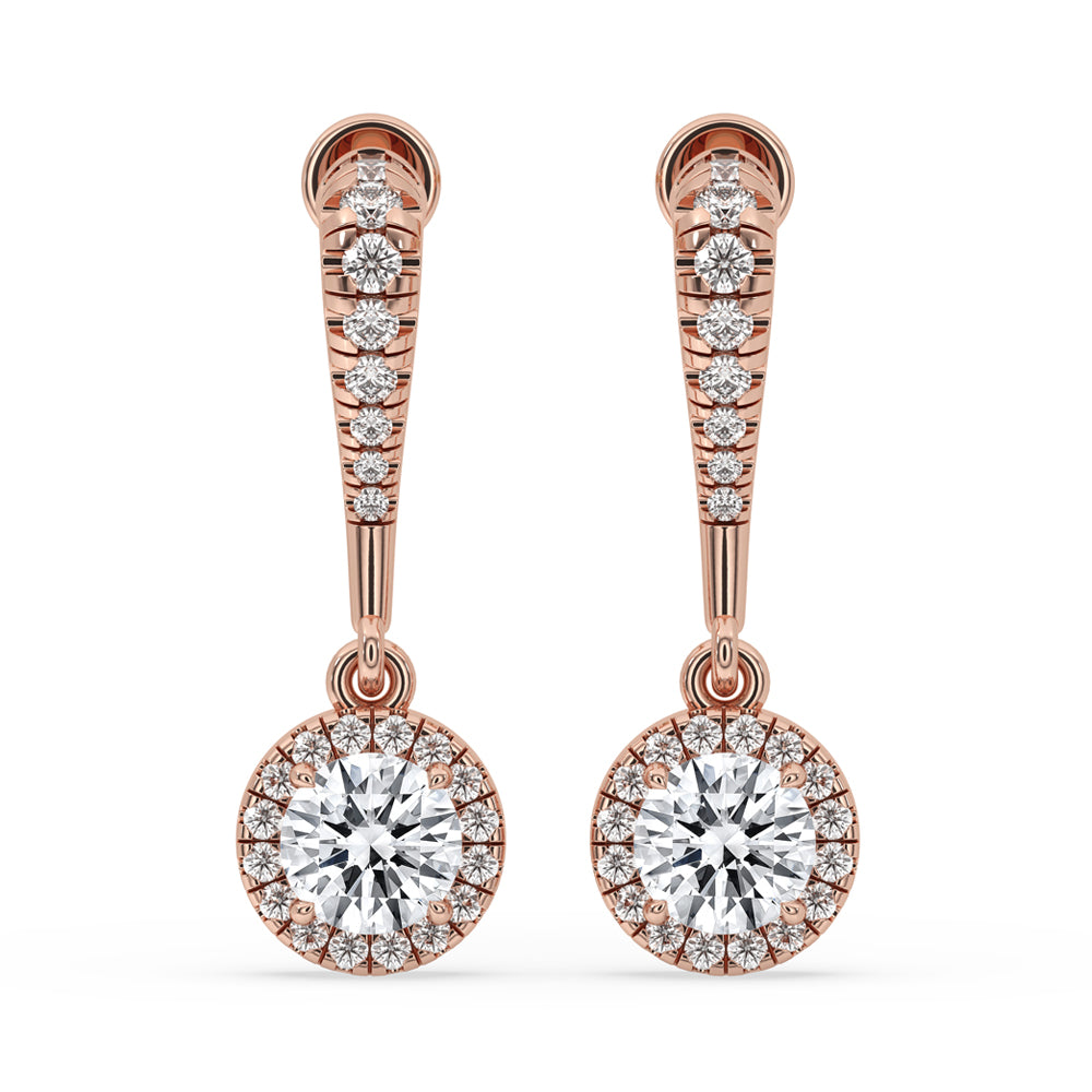 Diamond Drop Earrings - Halo Style Main image