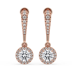 Diamond Drop Earrings - Halo Style