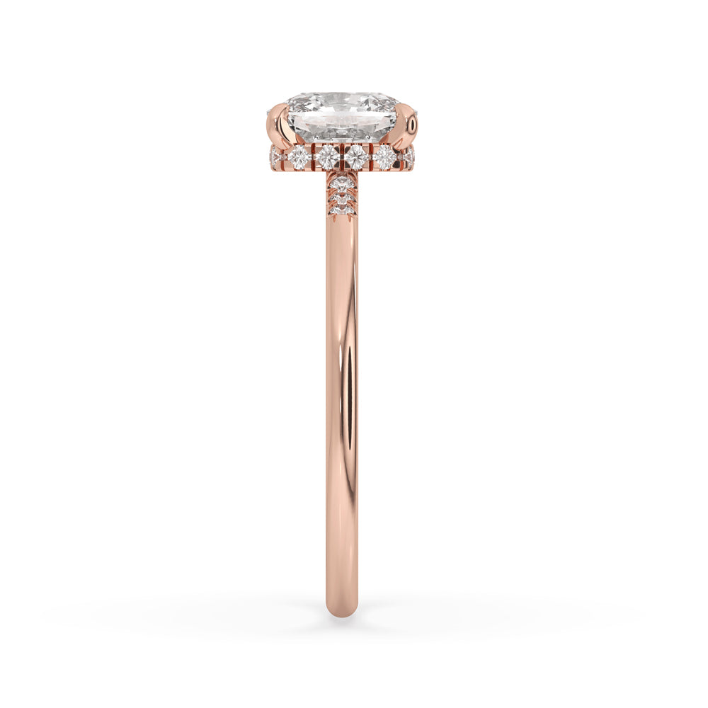 Elongated Cushion Cut Engagement Ring - 6 Round Side Stones