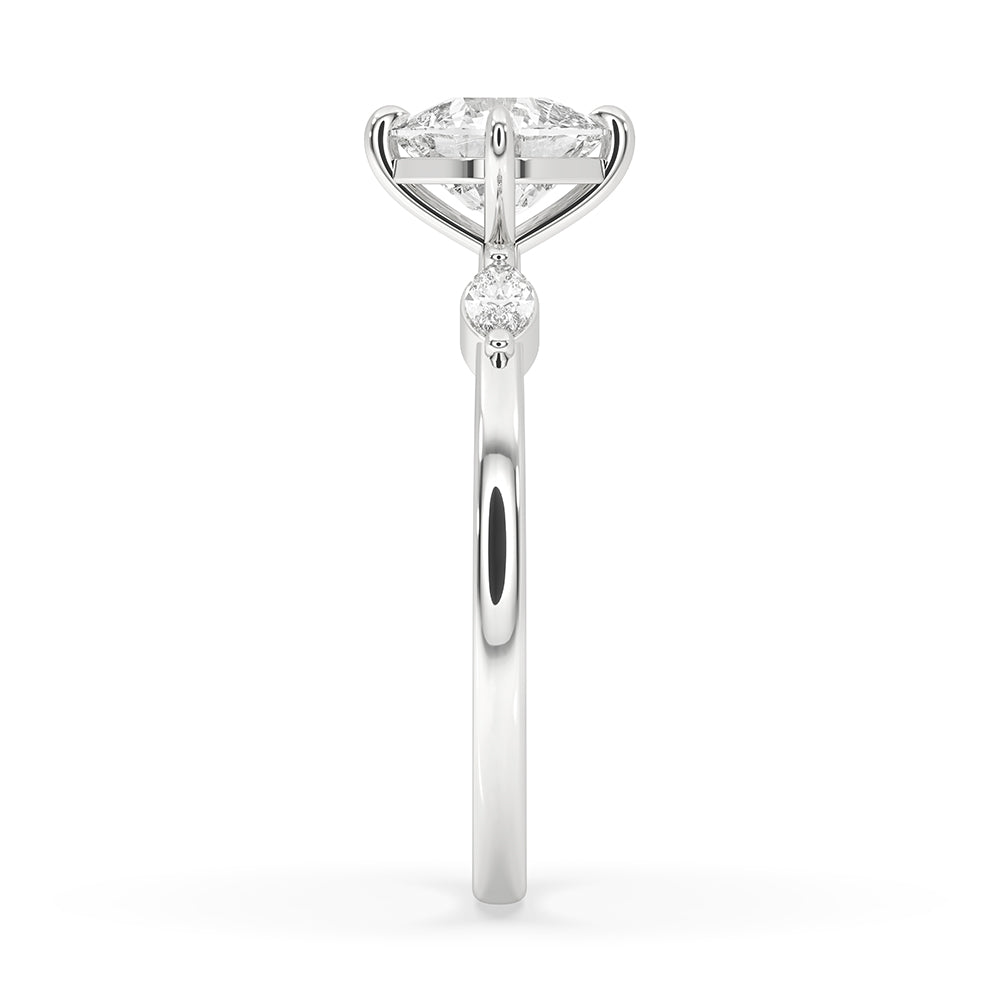 White Gold Cushion Cut Engagement Ring With Compass Prong Setting