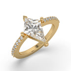 Kite Cut Diamond Engagement Ring In Pave Style