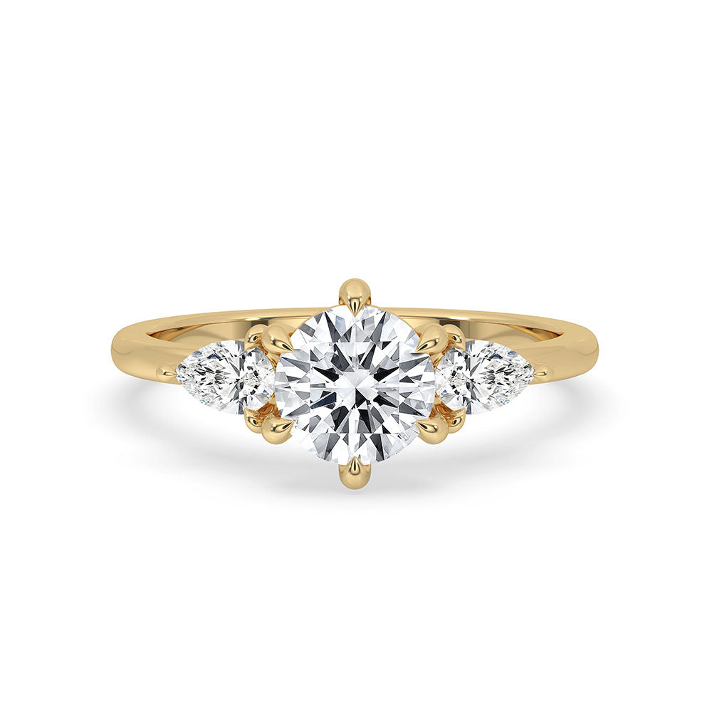 Yellow Gold 3 Stone Round Diamond Ring