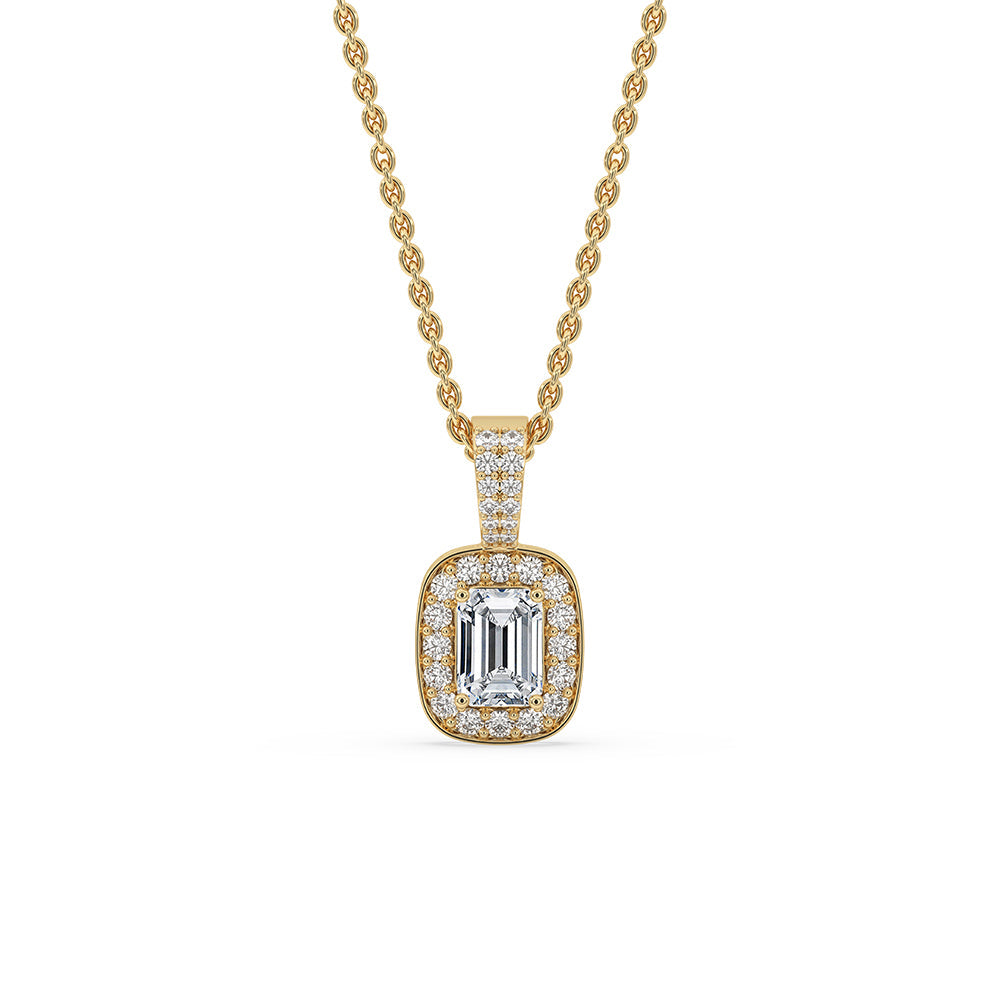 Emerald Diamond Pendant - Halo Setting Main image