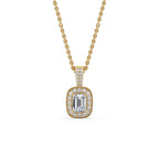 Emerald Diamond Pendant - Halo Setting