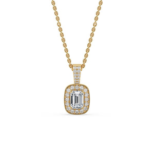 Emerald Diamond Pendant - Halo Setting