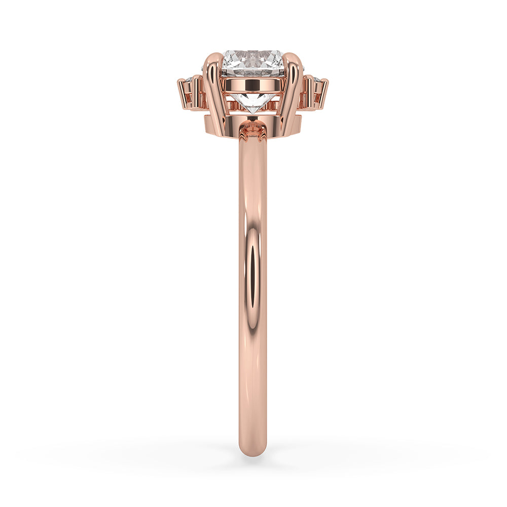 Half Halo Engagement Ring In Rose Gold
