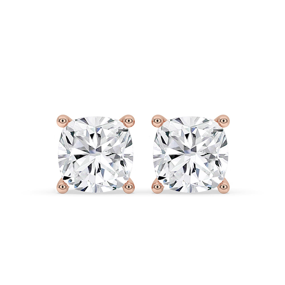 Rose Gold Cushion Cut Diamond Earrings Main image