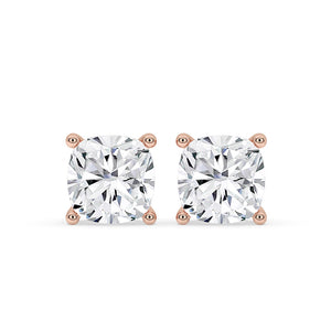 Rose Gold Cushion Cut Diamond Earrings