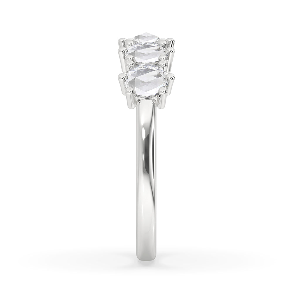 5 Stone Round Rose Cut Diamond Band