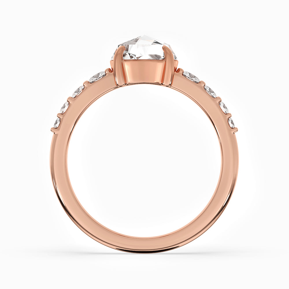 Rose Gold Engagement Ring With Round Rose Cut Diamond Secondary image