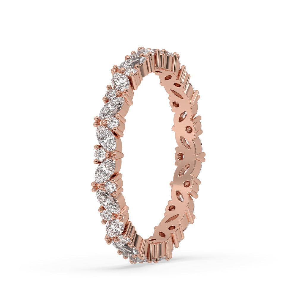 Round And Marquise Wedding Band
