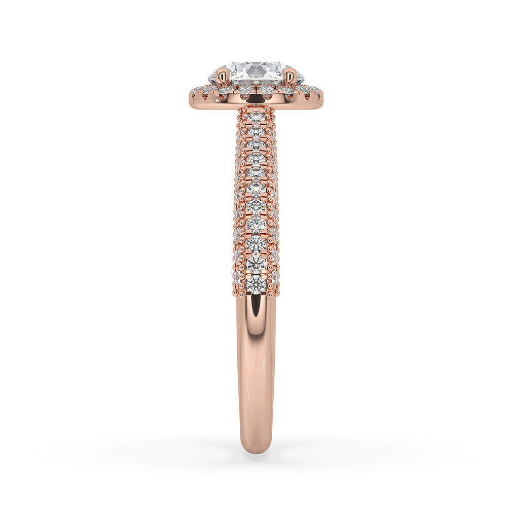 Milgrain Engagement Ring With Three side Pave