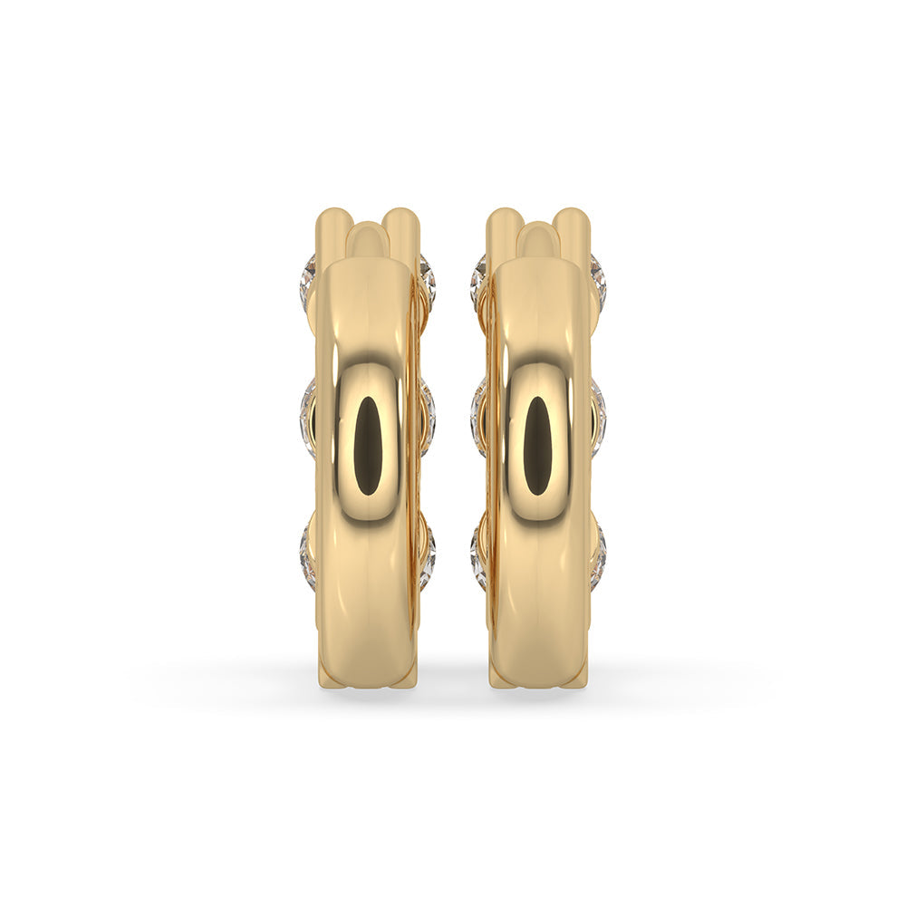 Round Diamond Gold Hoop Earrings For Women