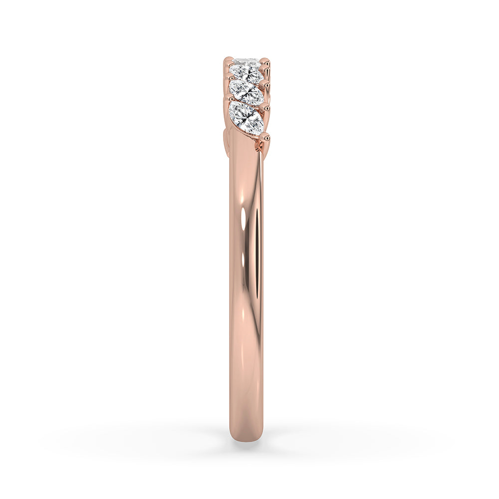 Marquise Cut Wedding Band In Rose Gold