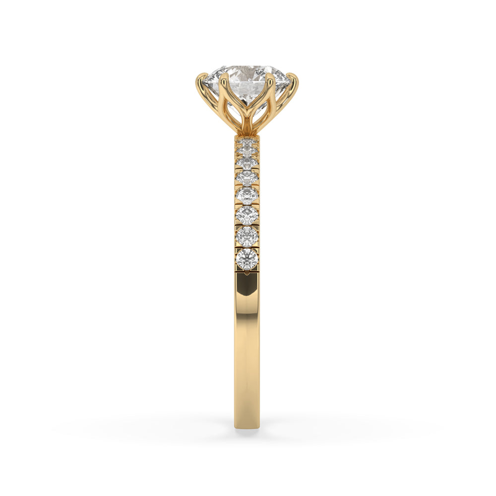 Round Cut Diamond Pave Setting Ring