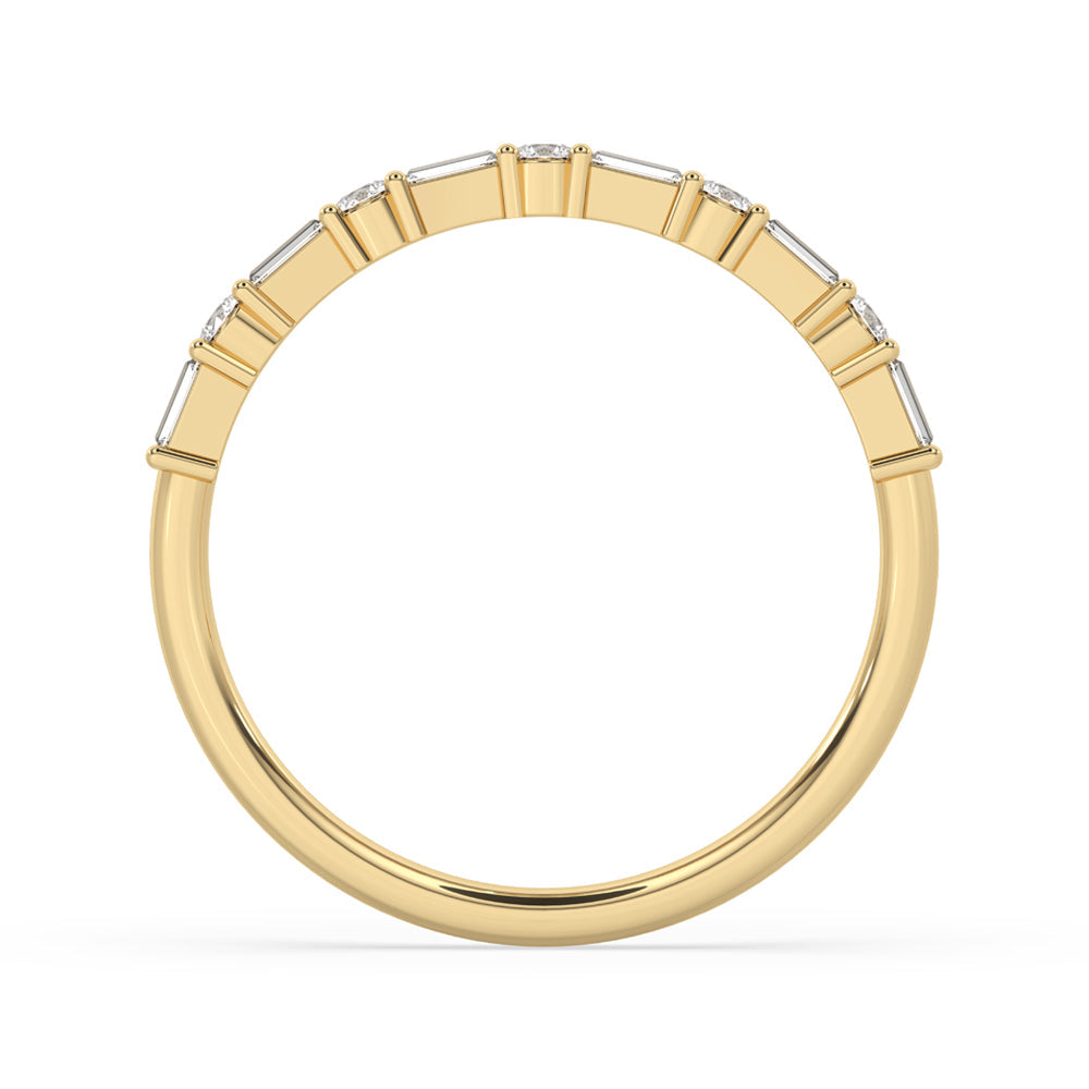 Baguette and Round Diamond Band - Half Eternity