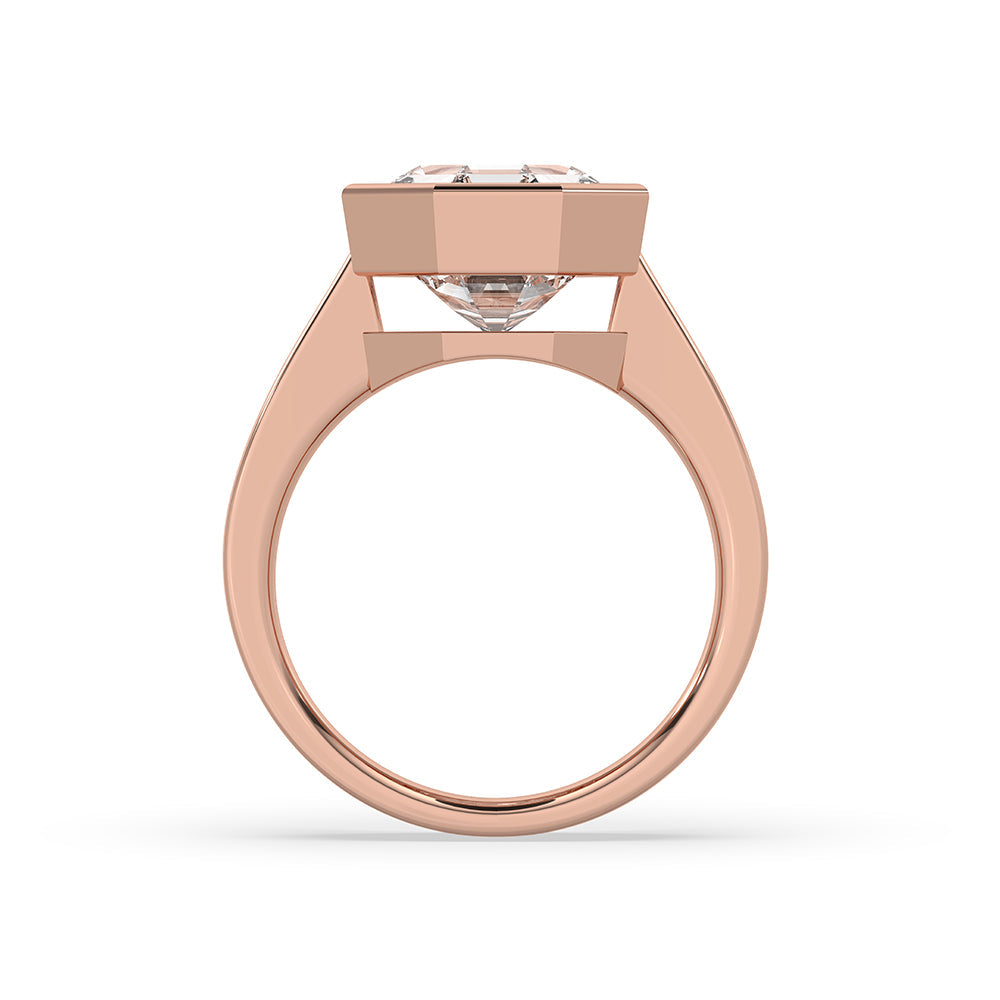 Octagon Diamond Ring In Solitaire Bezel Setting