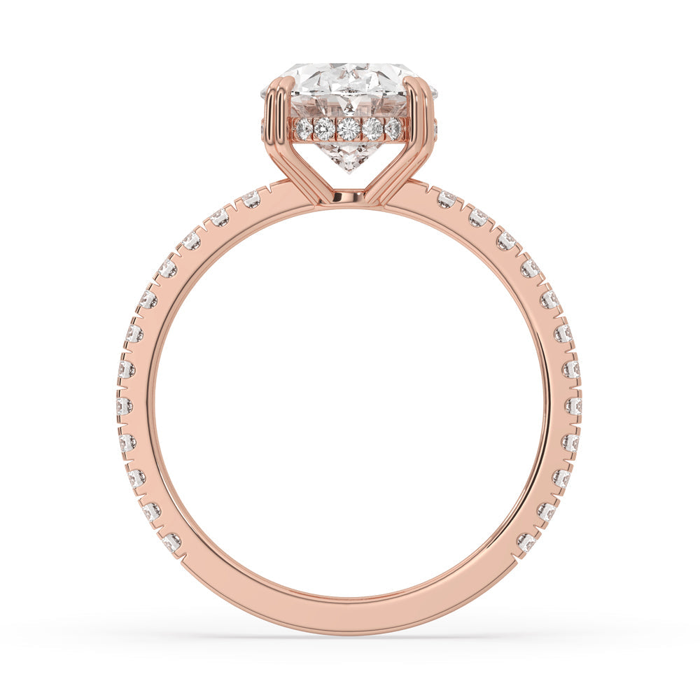 Oval Hidden Halo Engagement Ring With Pave Style