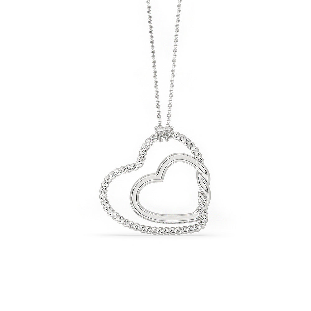 White Gold Heart Pendant - Unique Design Image principale du produit