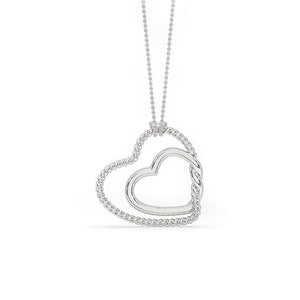 White Gold Heart Pendant - Unique Design