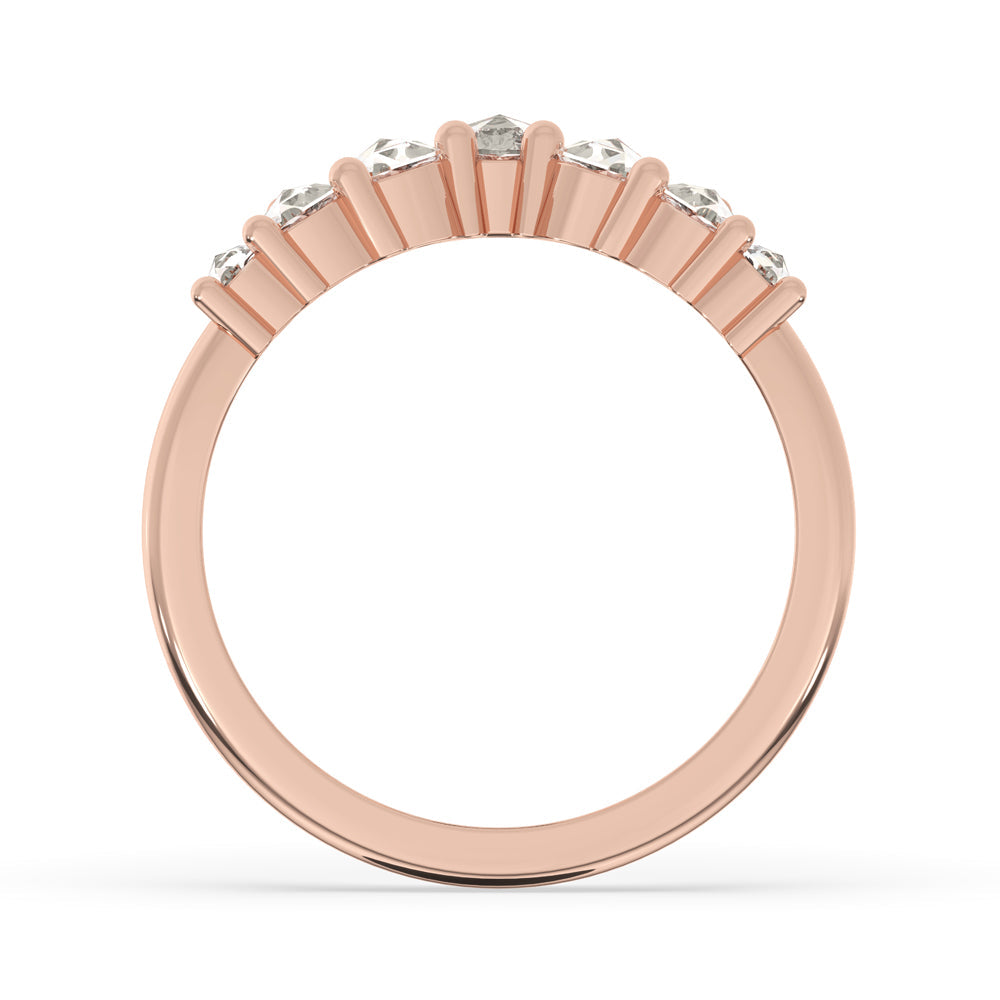 Curved Wedding Band - Round Rose Cut Diamonds