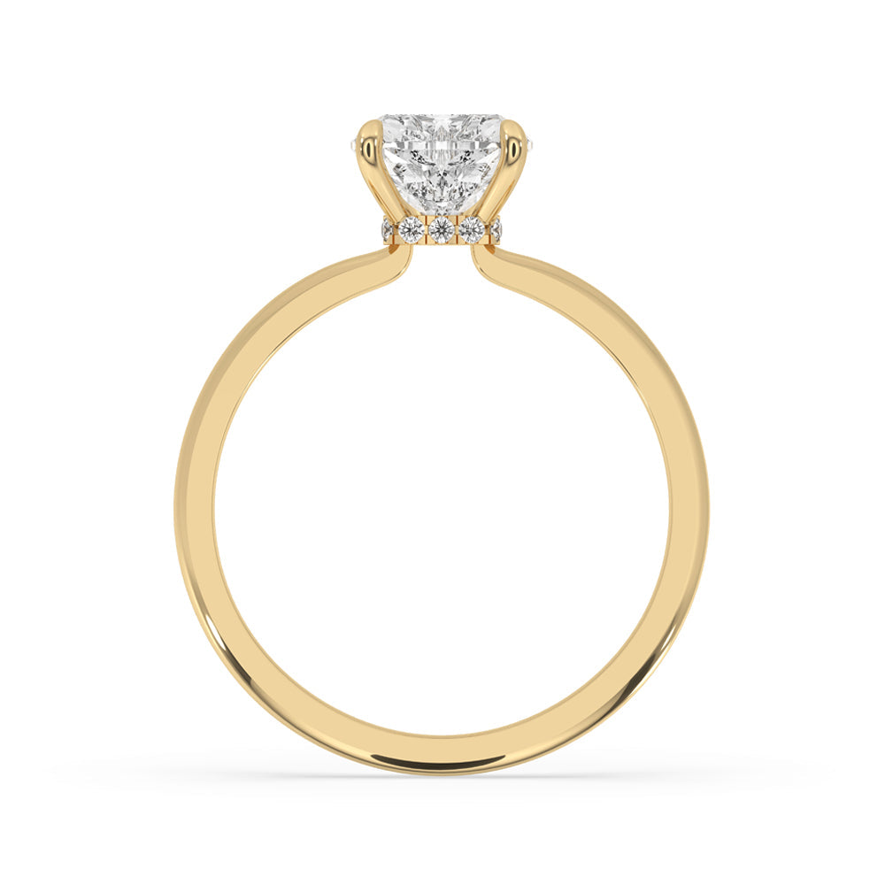 Heart Cut Hidden Halo Engagement Ring In Yellow Gold