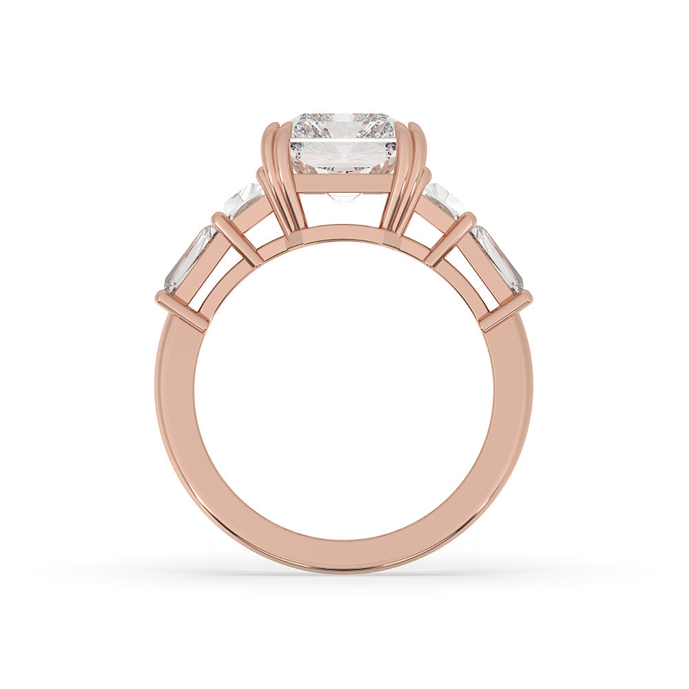 5 Stone Diamond Ring With Radiant Center Stone