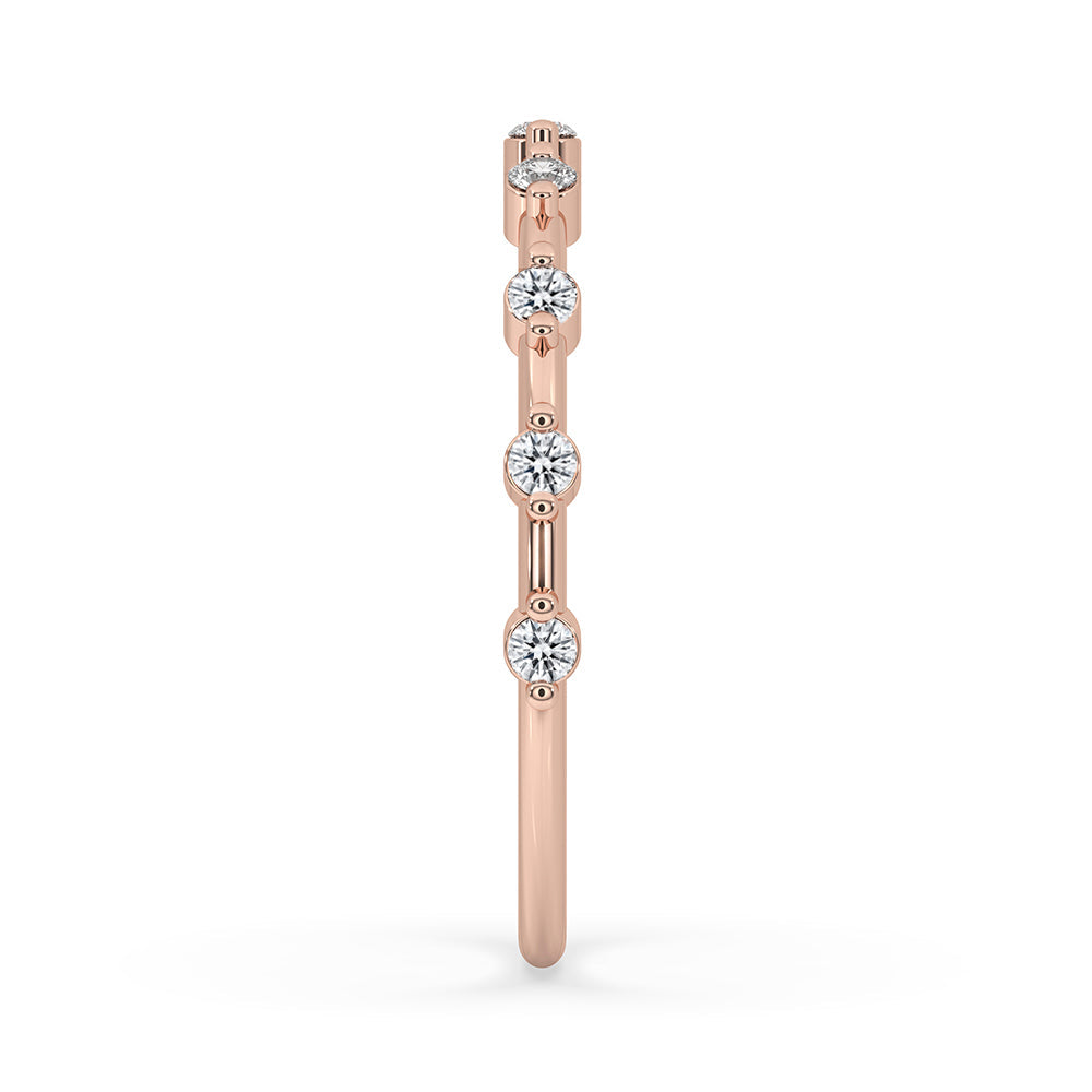 Distance Pave Rose Gold Wedding Band